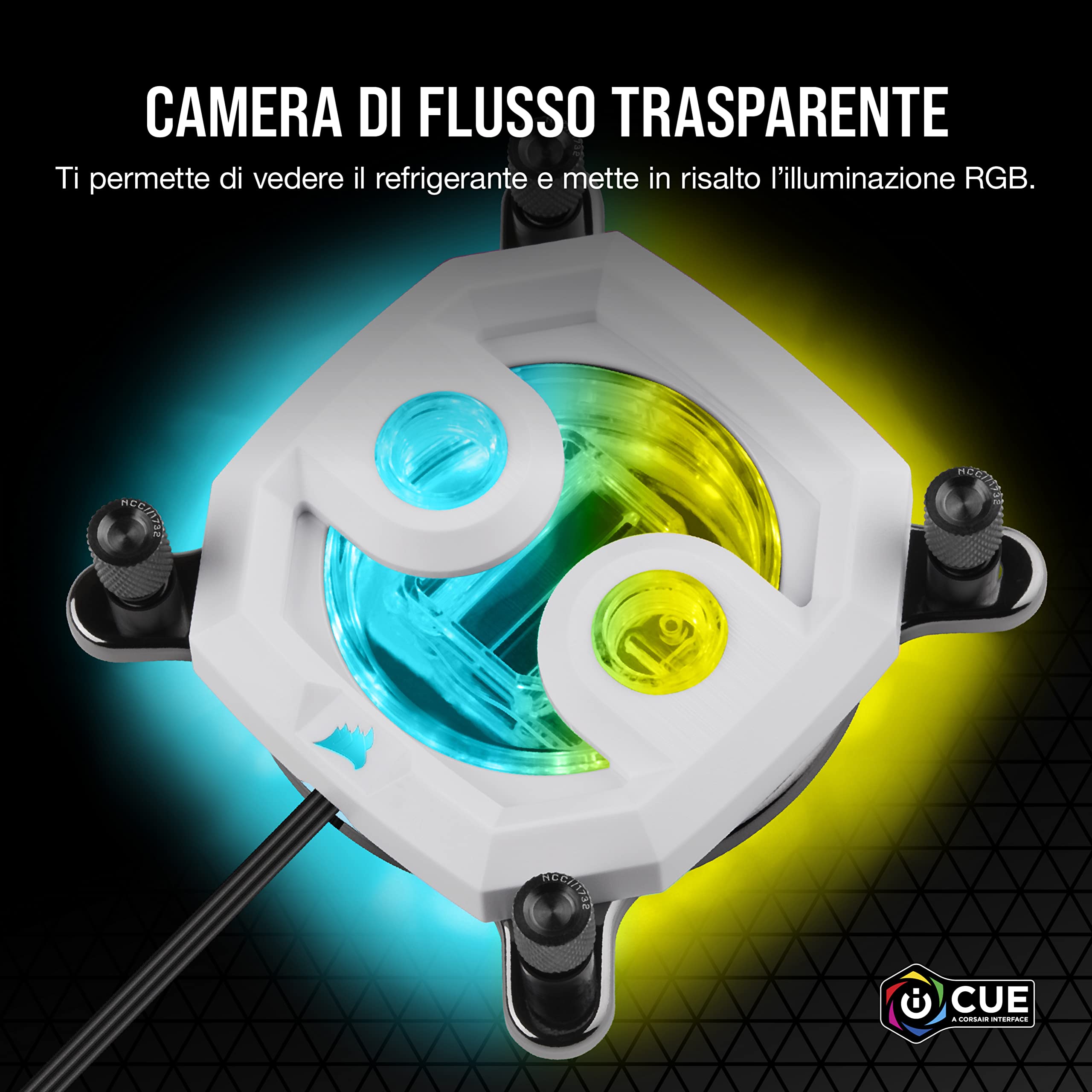 Corsair Hydro X Series XC7 RGB PRO Waterblock per CPU Intel LGA 1700, 1200, 115X e Socket AMD AM4 (Piastra di Raffreddamento in Rame Placcato, Più di 110 Micro-Alette di Raffreddamento) Bianco