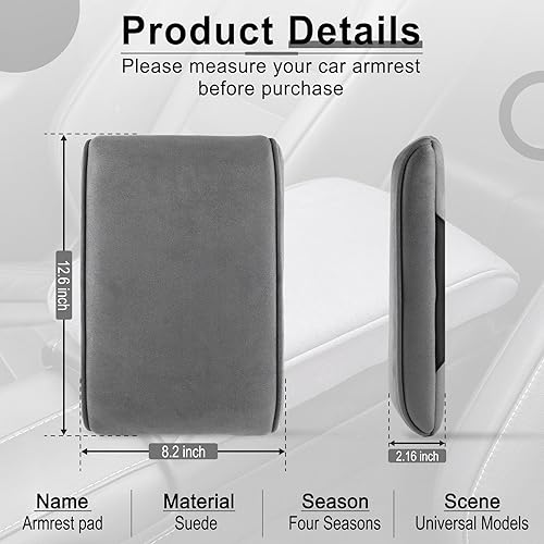 Miniatura 5 de Amiss Funda para consola central de automóvil, funda universal para reposabrazos de espuma viscoelástica, cojín universal de gamuza impermeable para