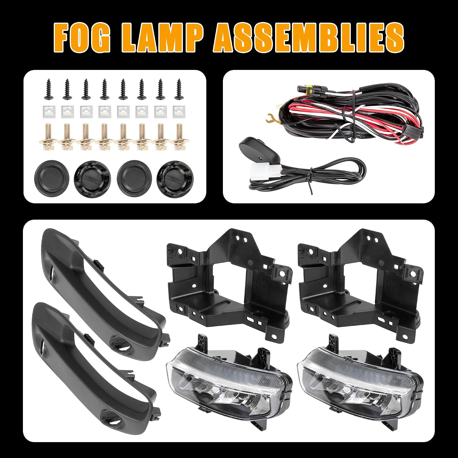 LED Fog Lights fit for Dodge Ram 2500 3500 2019-2022 Fog Lamps, Front Bumper Fog Driving Lights Assembly with Bracket Kit, Bezels, Switch, Harness 1 Pair Driver & Passenger Side