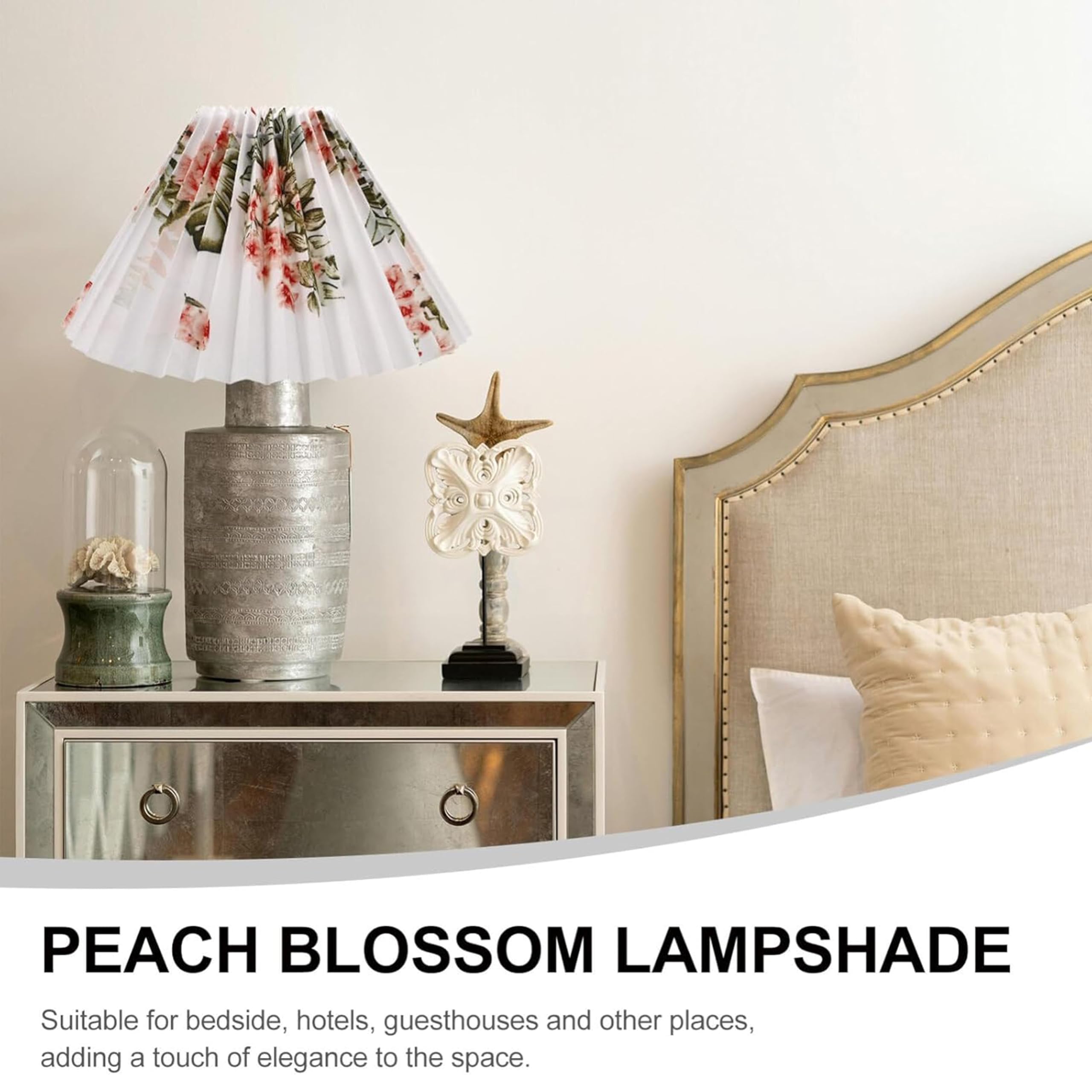Pleated Scalloped Lampshade – Floral Printed Cloth Fabric Cover For Bedside, Floor, Chandelier, Or Pendant Lights