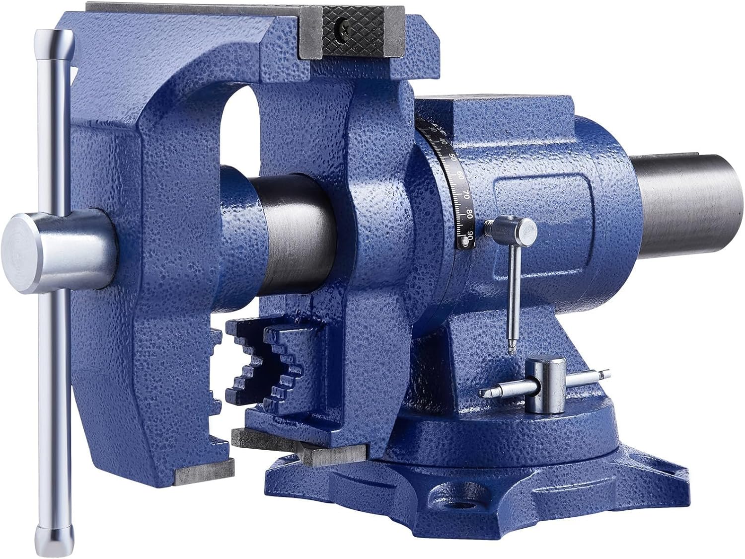 Heavy Duty Bench Vise, 6-1/2" Jaw Width, 5" Max Jaw Opening Multi-Purpose Ductile Iron Bench Vise with Anvil, 360° Swivel Base Head, 3" Throat, 5620 lbs Clamp Force