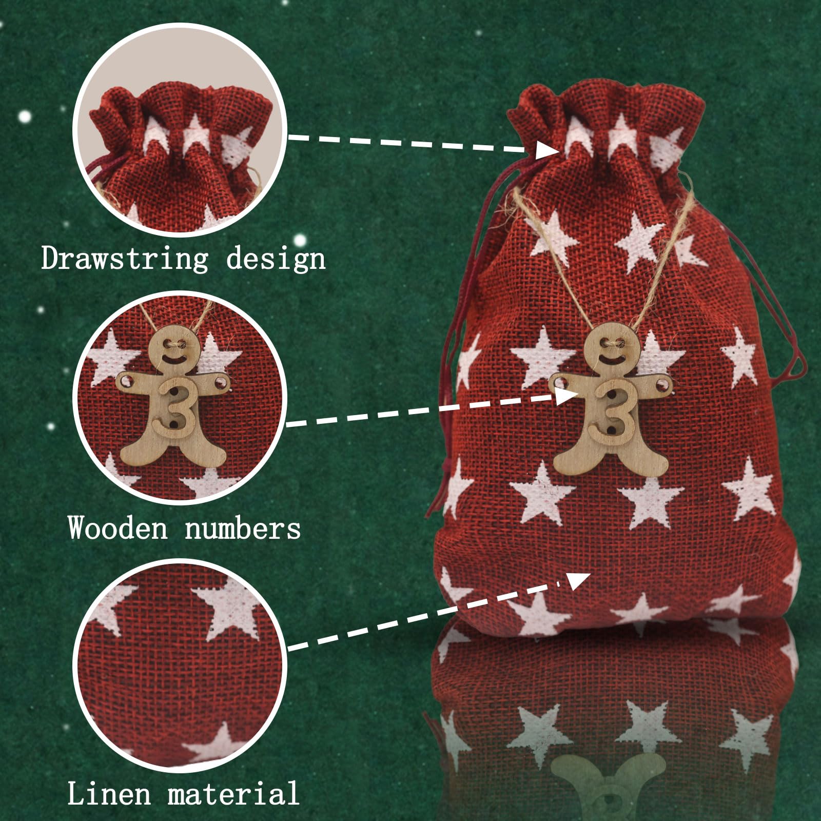 adventskalender zum befüllen, 24 adventskalender säckchen, rituals 2025, selber befüllen stoff kinder (Drei Mischfarben)