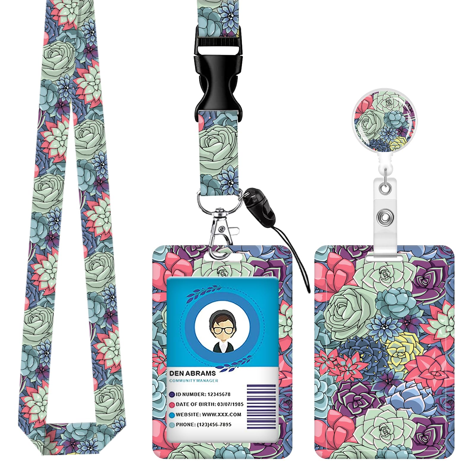 Lanyards for ID Badge Holder for Women Cute, Teacher Lanyard with ID Holder Clip,Retractable Keychain Badge Reel Heavy Duty, Teacher Nurse Work Office