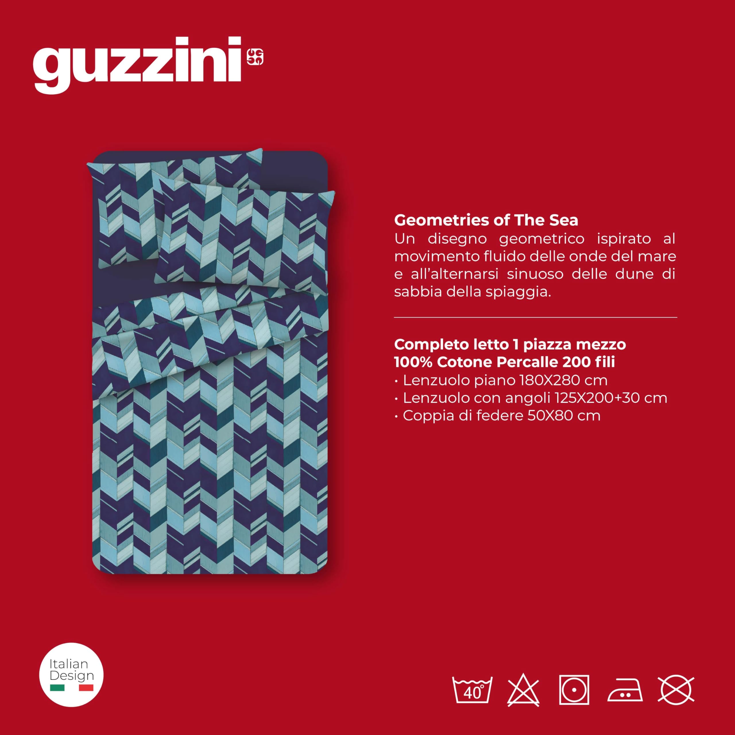 GUZZINI Classic - komplet pościeli bawełnianej perkalowej z prześcieradłem na łóżko queen size 180 x 280 cm + 1 prześcieradło z gumką, pokrowiec na materac na łóżko podwójne 125 x 200 cm, materac 30