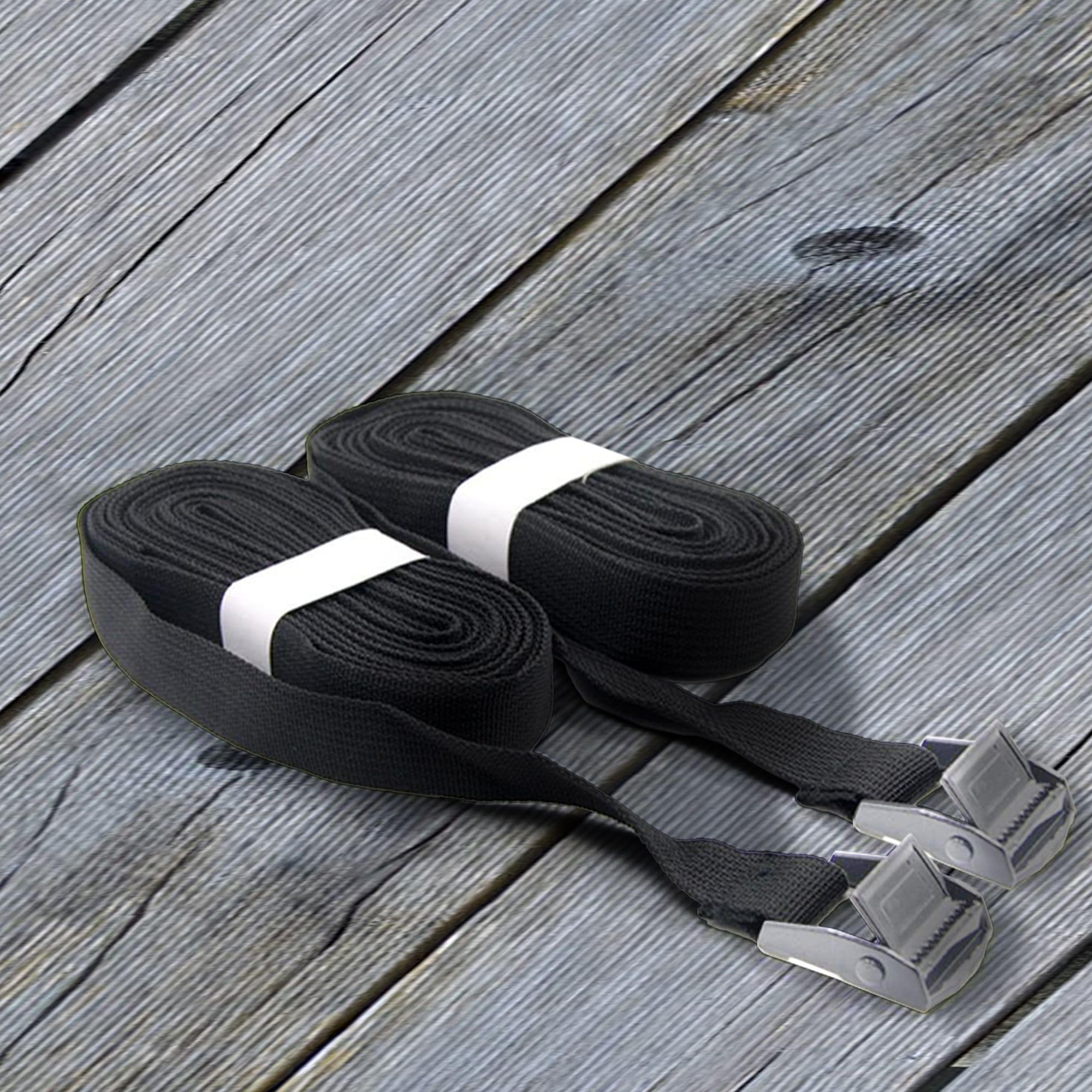FISHTEC Galerie d'Appoint Toit Voiture - Jusqu'à 75 kg Textile Oxford 600 D Ultra résistant 2 Sangles d'arrimage 350 cm Sangle de Fixation 170 Noir Adaptable Tout Type véhicule