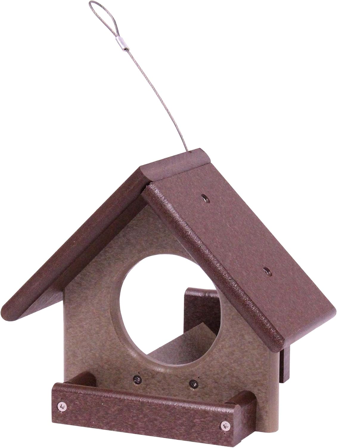 AmishToyBox Peanut Butter Bird Feeder, Eco-Friendly Poly Lumber, Fits 18 Oz. Jar of Peanut Butter (Tudor Brown/Weathered Wood), Amish-Made