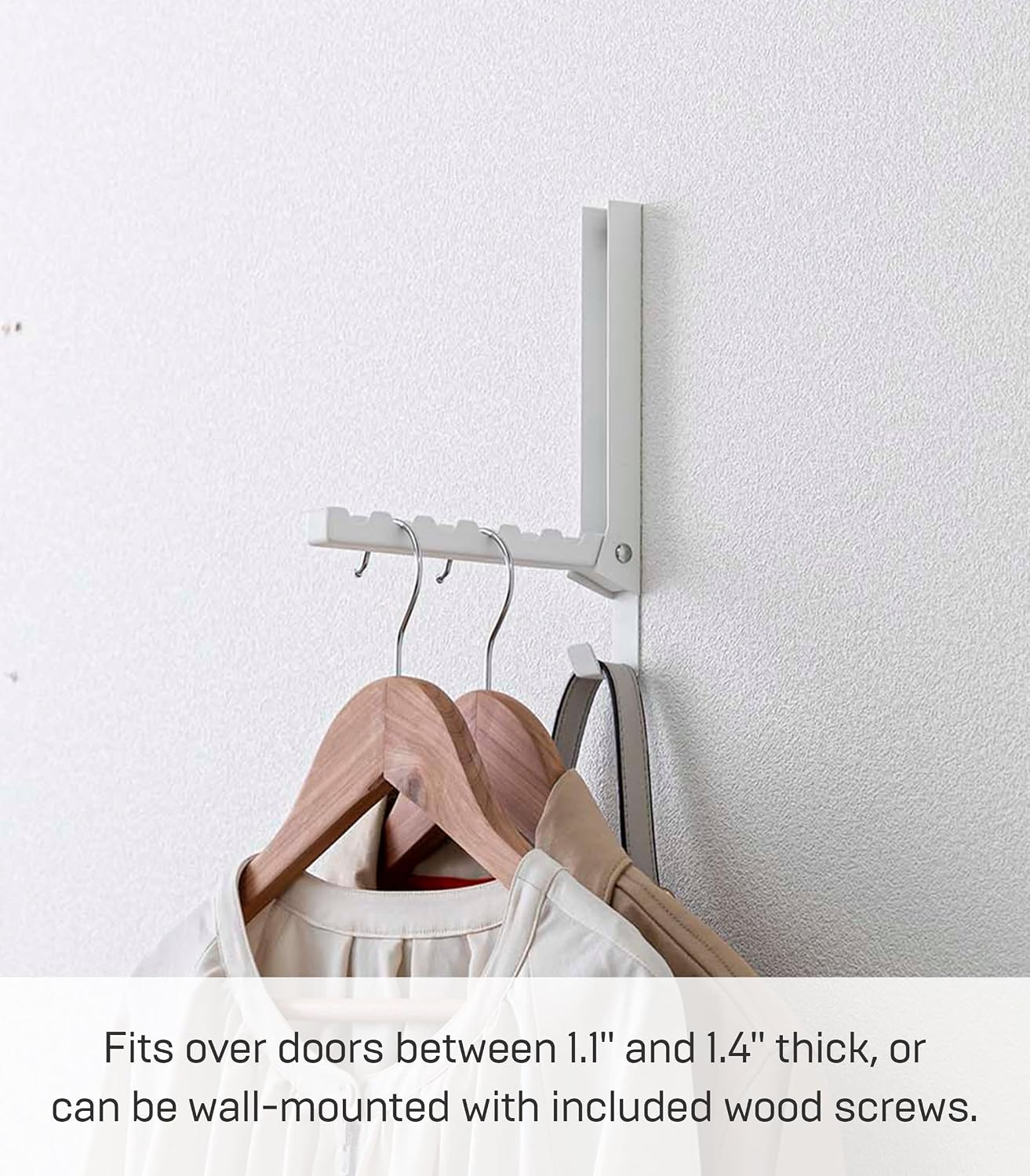 YAMAZAKI Home Smart Over The Door Coat Hook Organizer Collapsible Foldable Rack for Entryway Or Bedroom Closet - 2-Hook - Steel