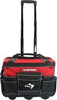 Husky GP-43196N13 18" 600-Denier Red Water Resistant Contractor's Rolling Tool Tote Bag with Telescoping Handle