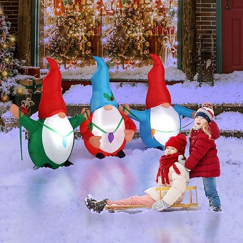 Vista 25 de VINGLI Decoraciones navideñas inflables para exteriores, decoración de patio inflable con soplador eléctrico para vacaciones, decoración de jardín