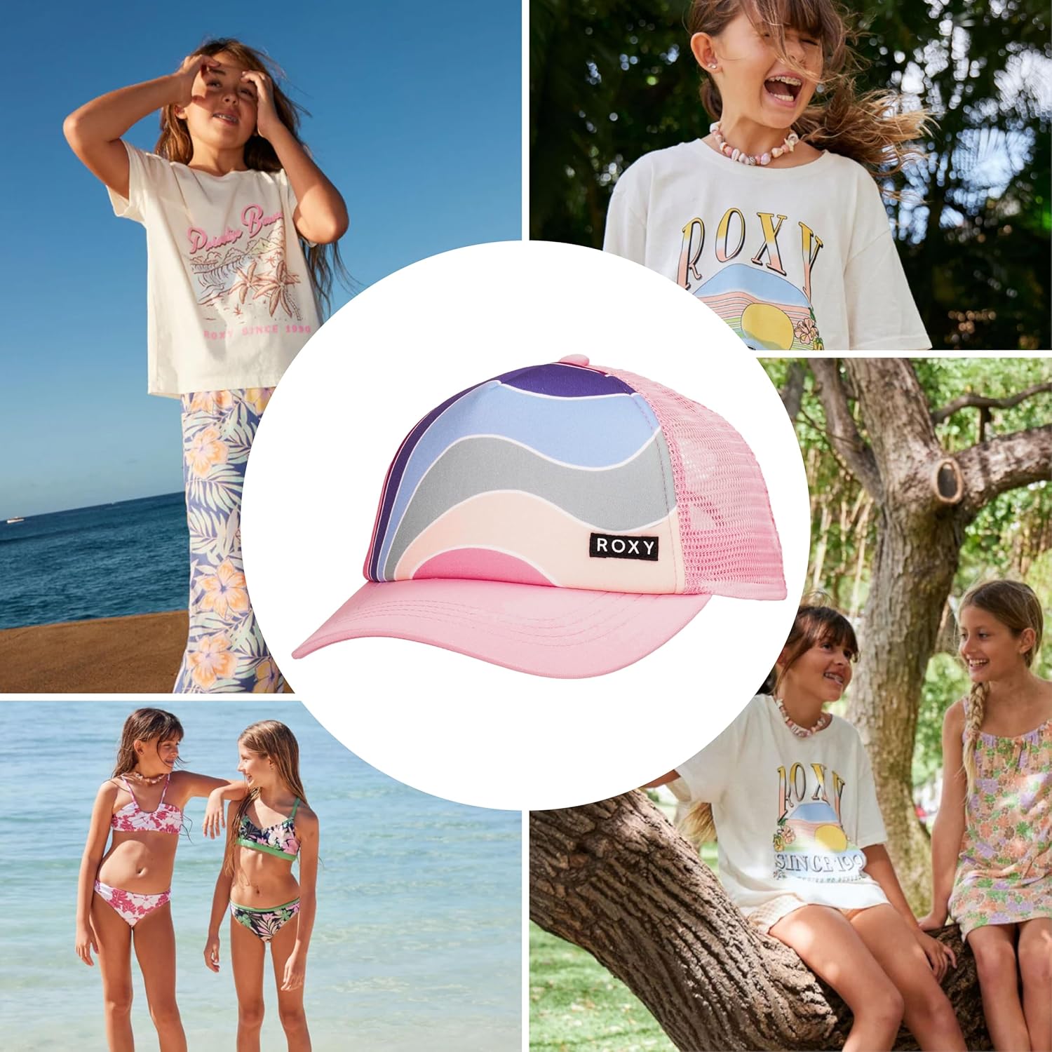 Roxy Girls' Honey Coconut Trucker Hat - Breathable Mesh Snapback, Curved Visor - Image 7