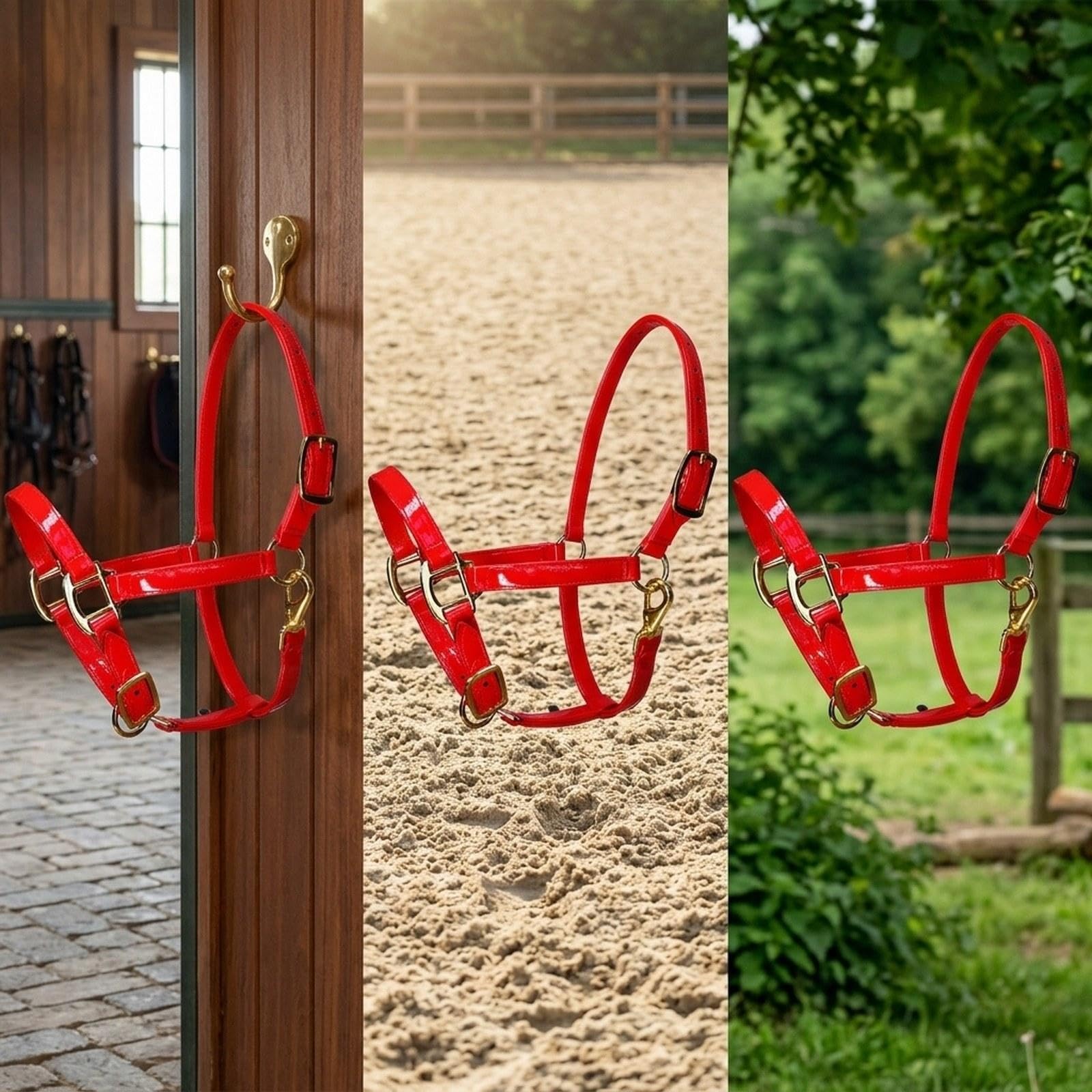 Cavezza per Cavallo in Pelle Microfibra con Gancio per Mento, Ideale per l'addestramento.