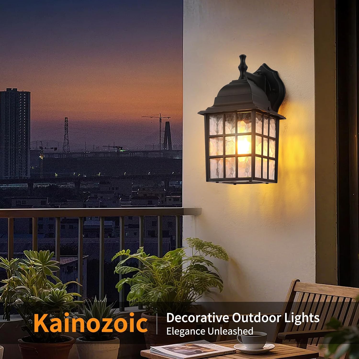 Dawn to Dusk Sensor Outdoor Wall Light Fixtures Waterproof Anti-Rust Exterior Lighting Fixtures Black Outdoor Wall Lantern for Porch Patio Front Door Garage House