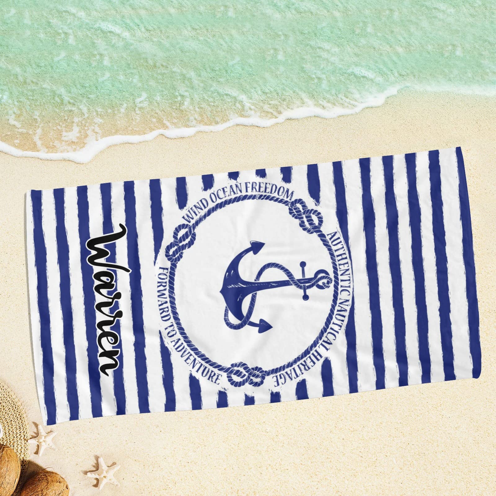 Deven Personalized Beach Towel - 60x30 Inches Custom Name Towel - Quick Dry Microfiber For Pool, Travel, Gym