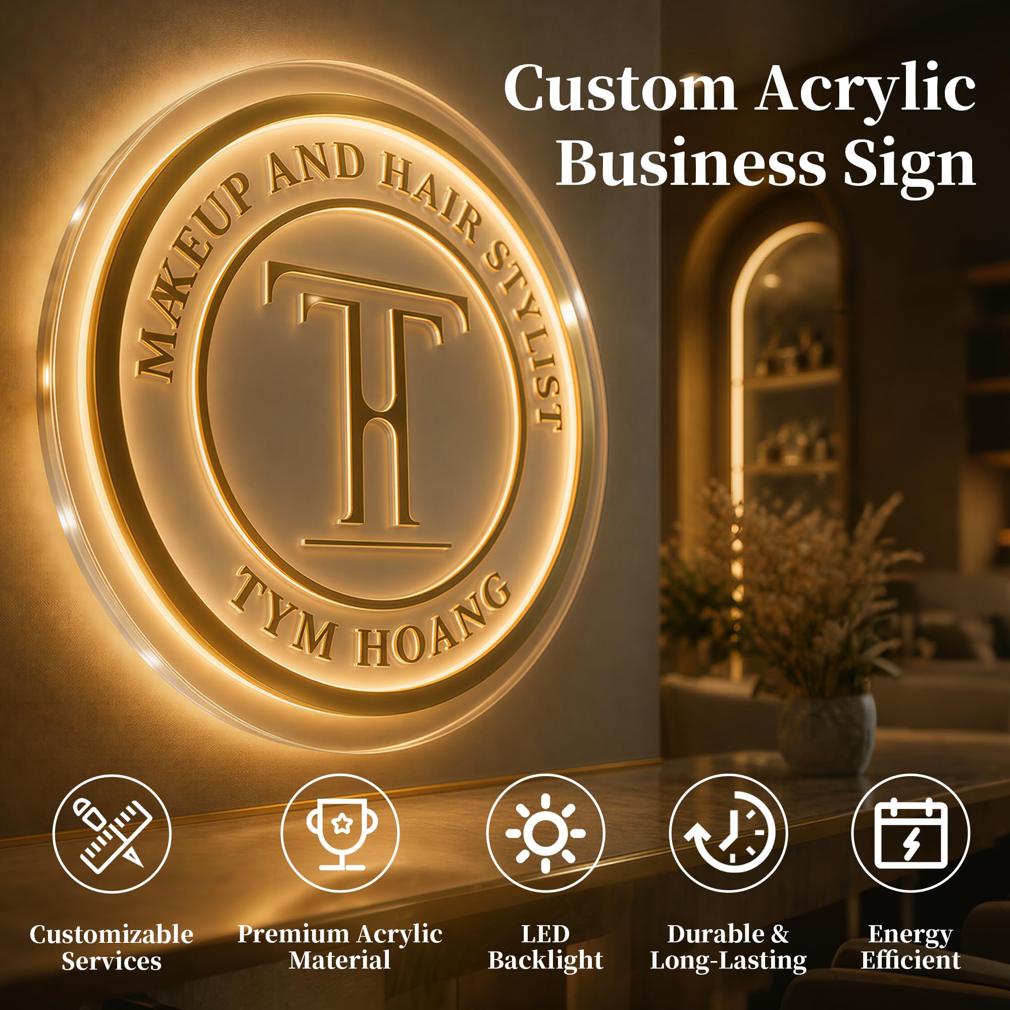 Personalisiertes LED Neon Logo Schild, Dimmbare Personalisierte Neon Leuchtreklame mit Firmenlogo, Neon Schild Personalisiert Logo, Shop, Café, Bar & Büro, Firmenlogo