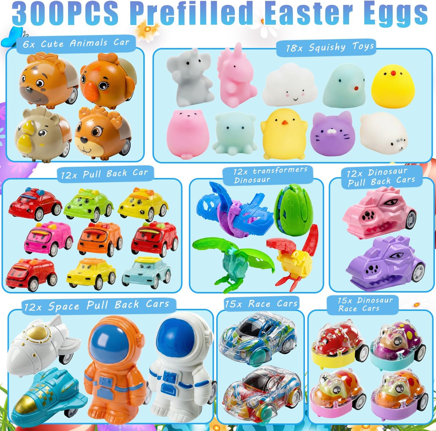 300 Pcs Prefilled Easter Eggs with Toys Inside, Pre Filled Easter Hunt for Kids Bulk Basket Stuffers Essentials Pre-filled Party Favors Classroom Prize Supplies - Image 2