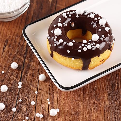 Miniatura 7 de White Pearls - Gránulos de perlas para decoración de pasteles, 3.5 onzas, decoración comestible de dulces de azúcar, galletas, decoraciones de