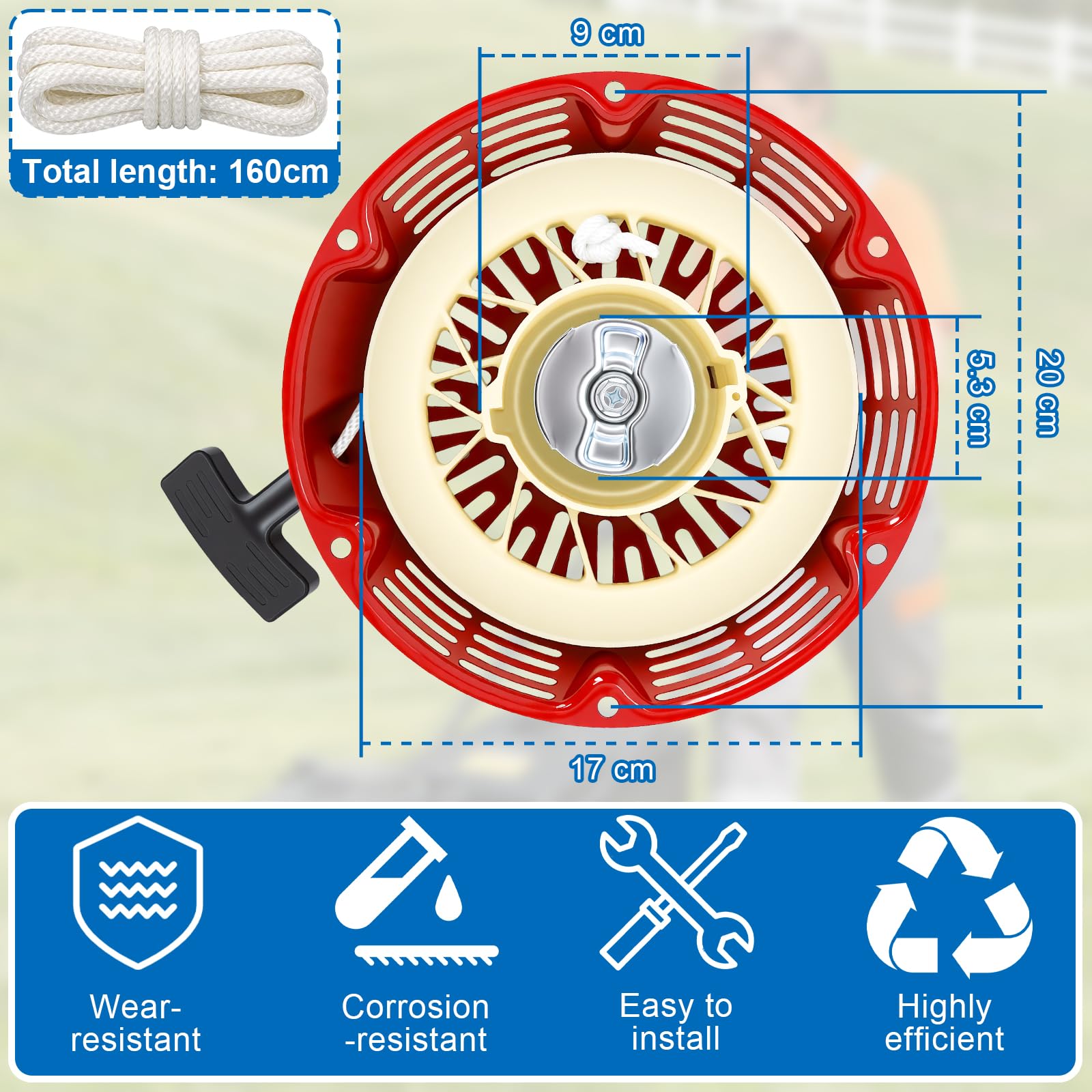 Avviatore a Strappo Compatibile con Honda GX340 GX390, per Motori a Benzina 339cc 389cc 420cc, Sostituisce 28400-ZE3-W01, Recoil Starter per Macchine da Giardino