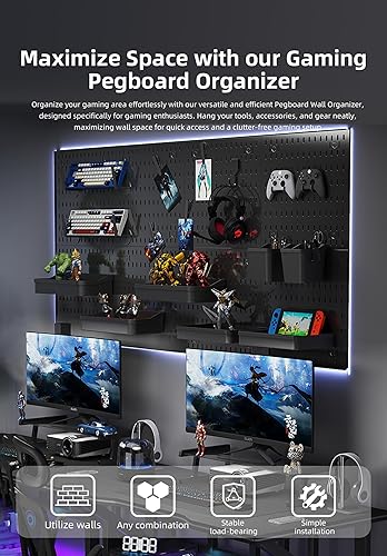 Miniatura 5 de Tablero organizador de pared, eleva y ordena tus juegos y oficina, crea un espacio perfectamente estructurado (negro)