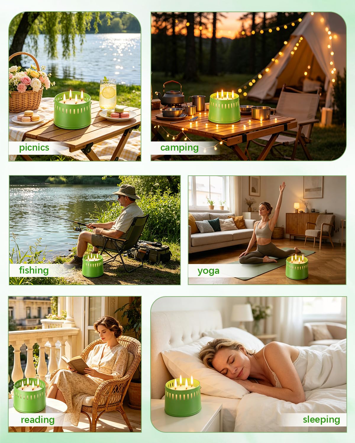 Grande Candela Citronella 4 Stoppini 80 Ore 100% Naturale per Esterno Giardino Campeggio