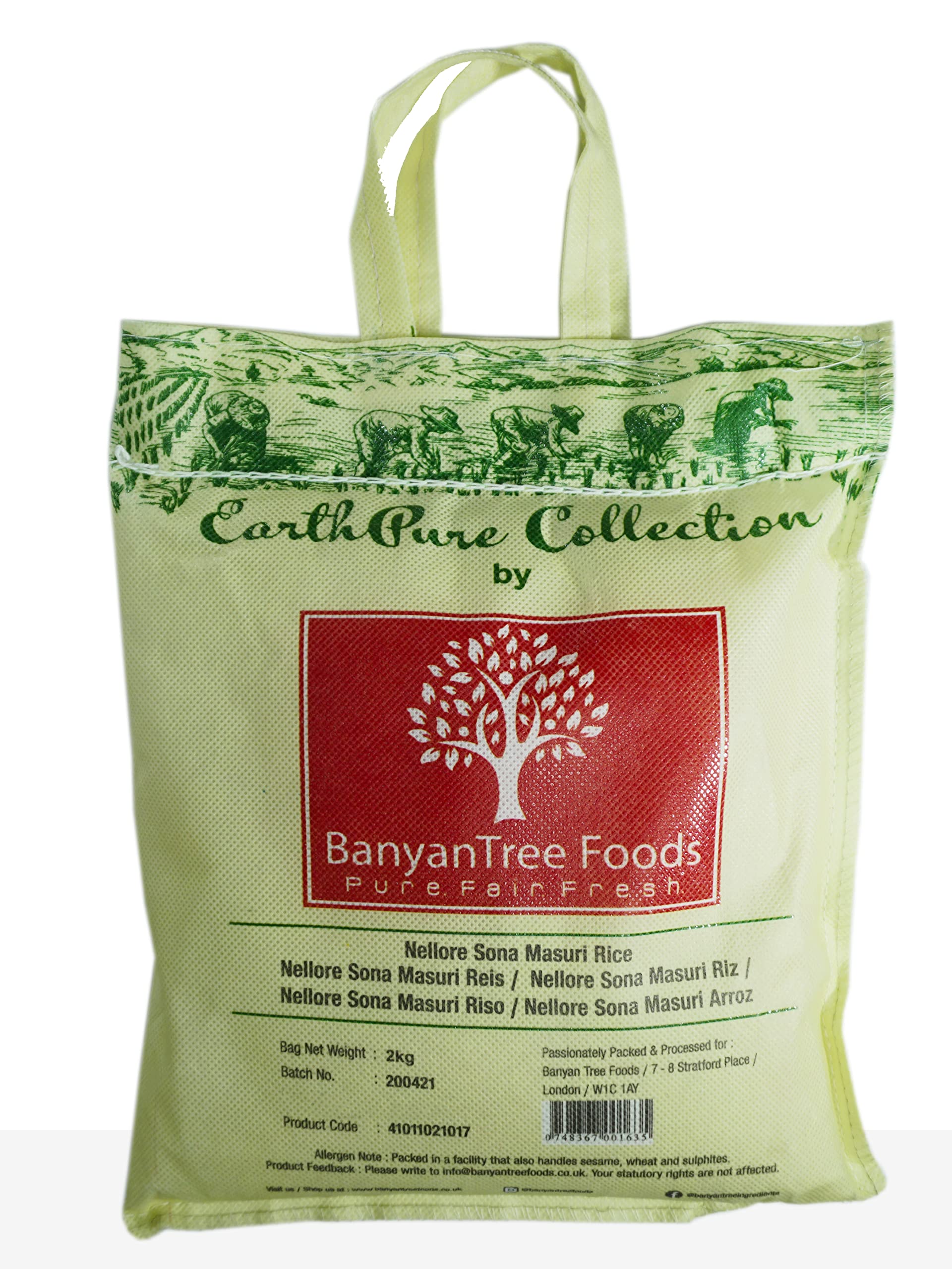 BanyanTree Foods Nellore Sona Masoori Rice (Easy Cook Rice) 2kg~All Natural, Indian Origin | Vegan | Non-GMO | No Salt or fillers