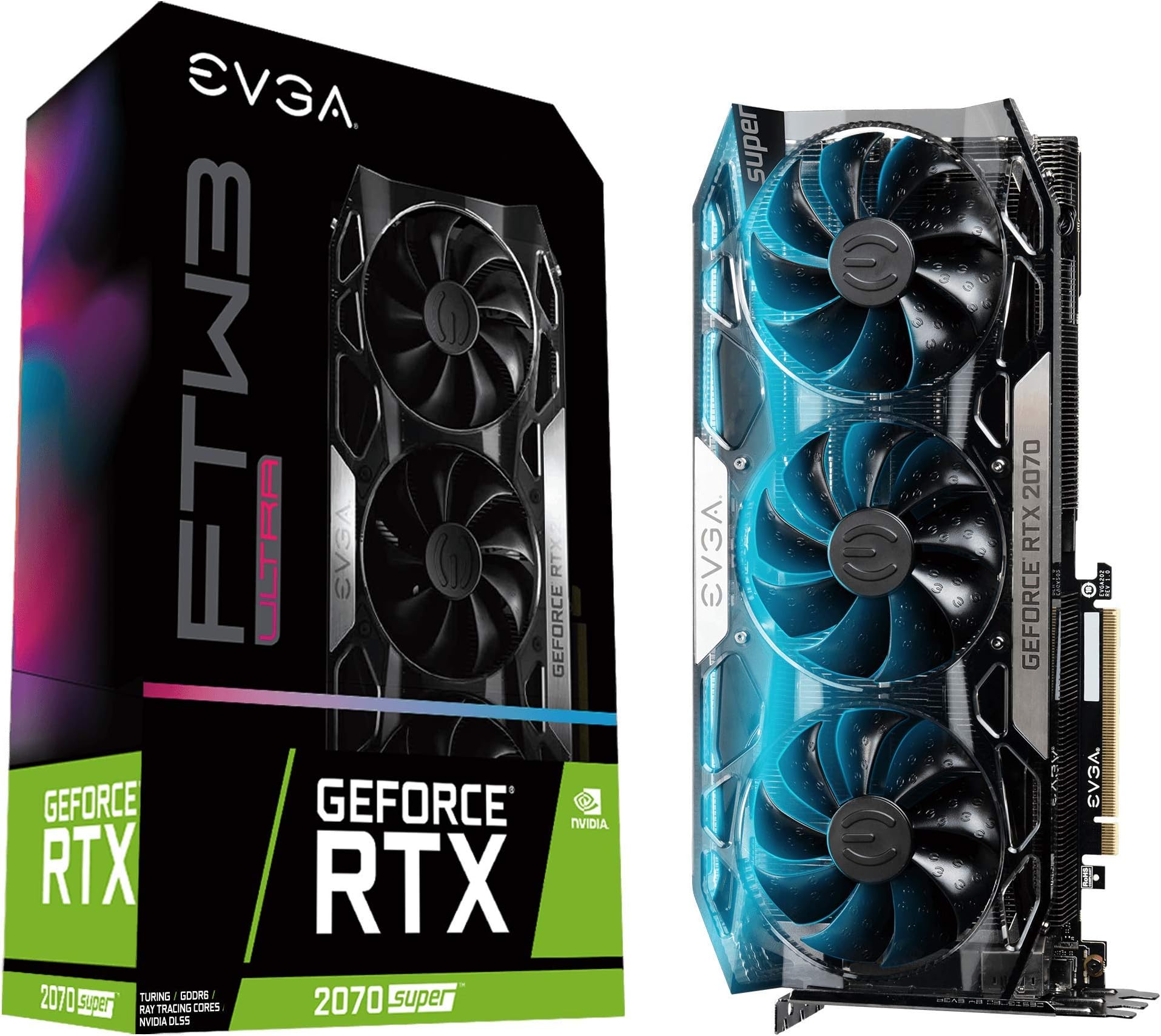 GeForce RTX 2070 Super FTW3 Ultra, Overclocked, 2.75 Slot Extreme Cool Triple + iCX2, 65C Gaming, RGB, Metal Backplate, 8GB GDDR6, 08G-P4-3277-KR