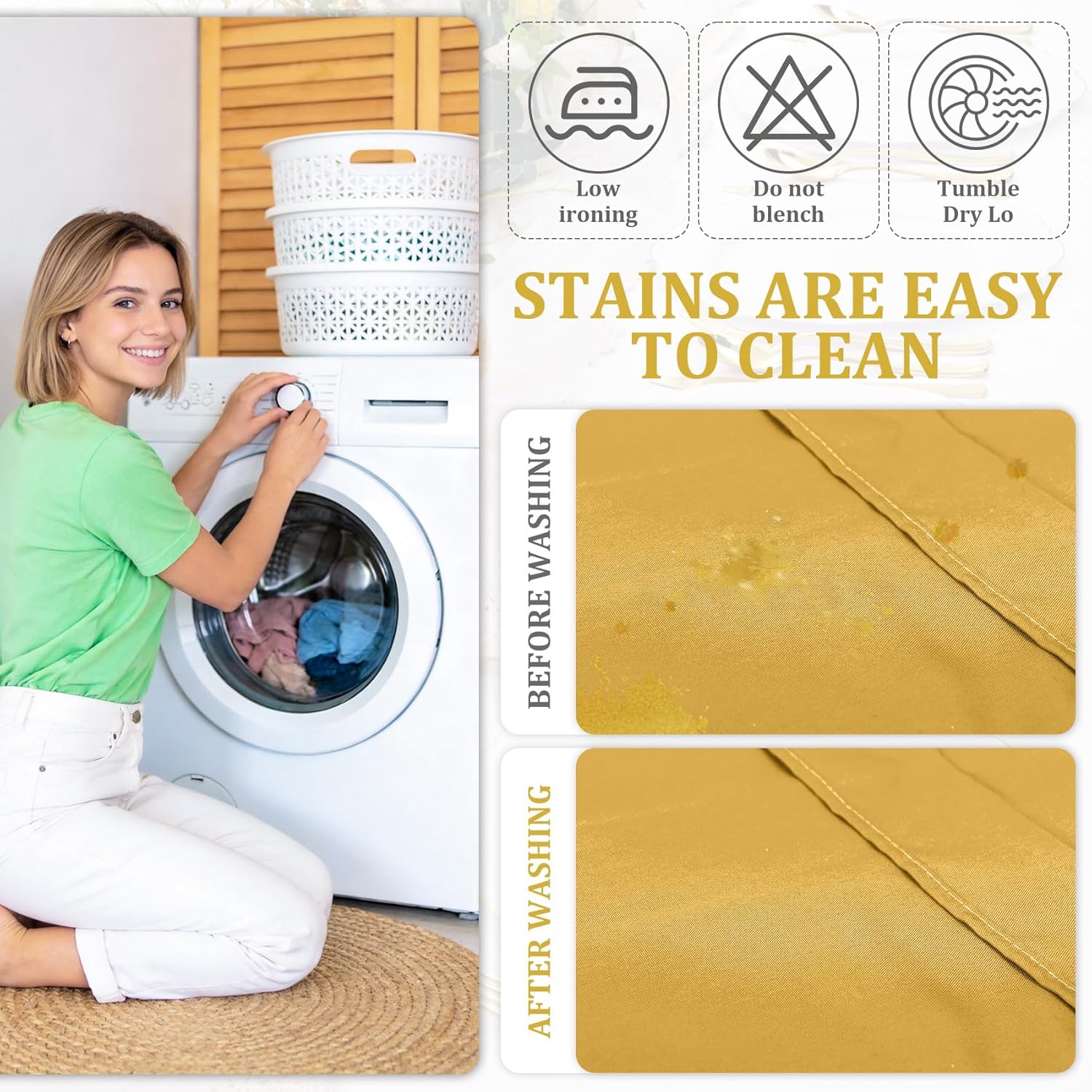 SuperO Set of 80 Cloth Napkins 17 x 17 Inch, Polyester Solid Washable Dinner Napkins with Hemmed Edges,Great for Restaurant, Wedding and Party(Gold)