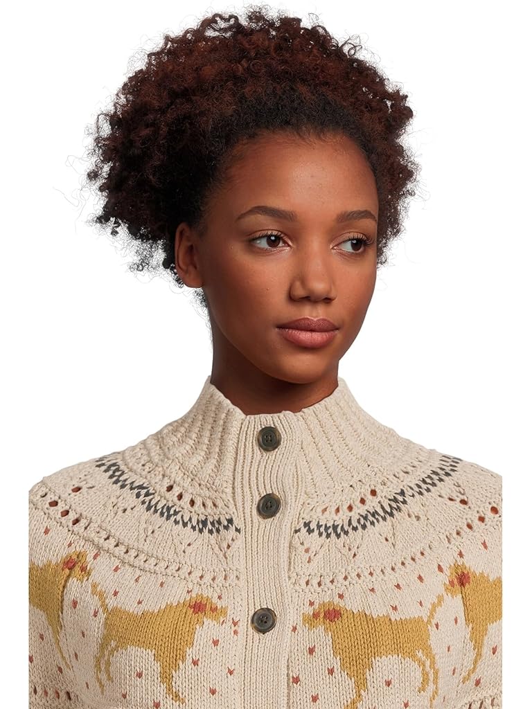 Beige L.L.Bean Signature Cotton Fisherman Button Front Cardigan Sweater