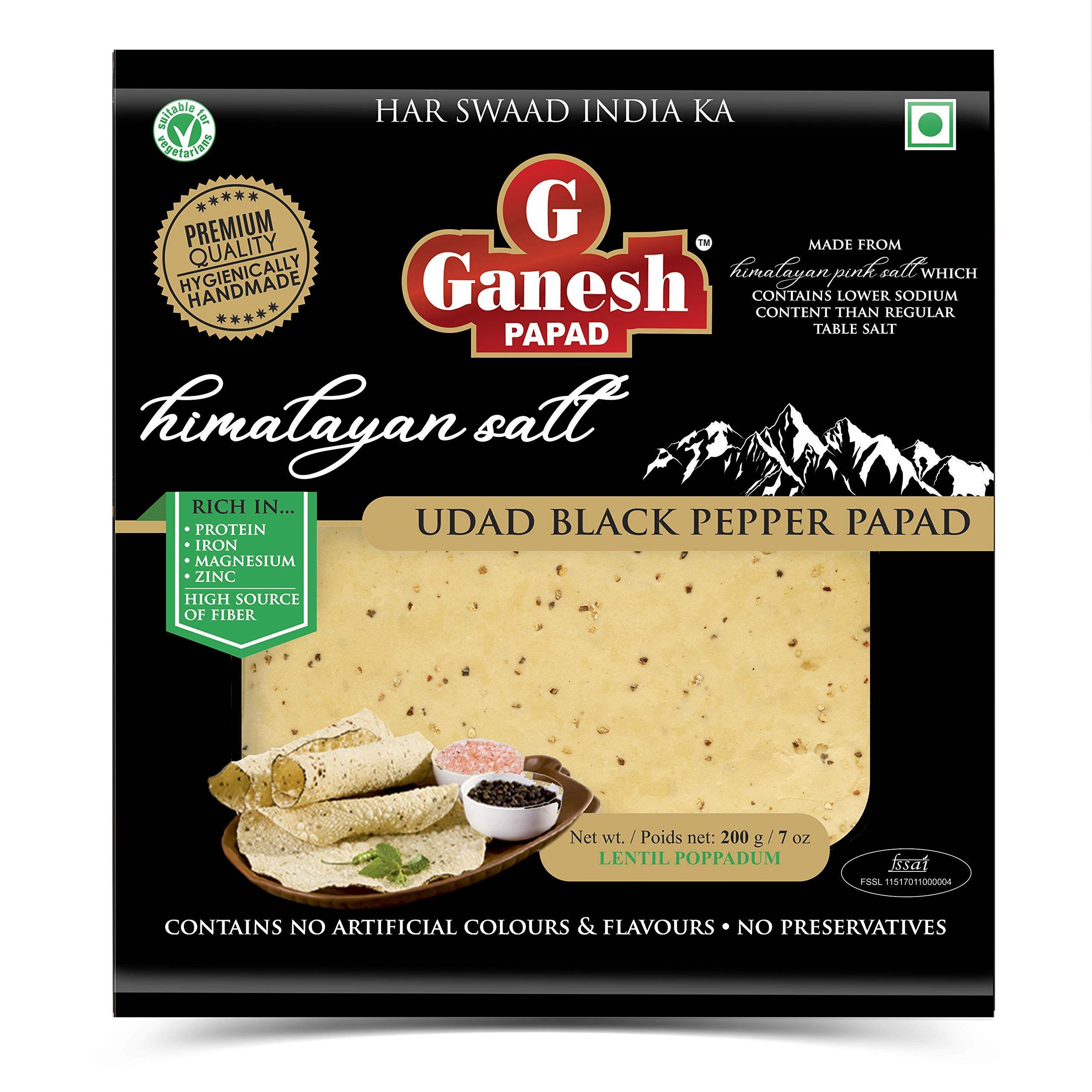 GANESH PAPAD Ganesh Himalayan Salt-Low Sodium- Udad Papad 7" 200 Gms (B08SLXWTDM) Amazon Price History, Amazon Price Tracker