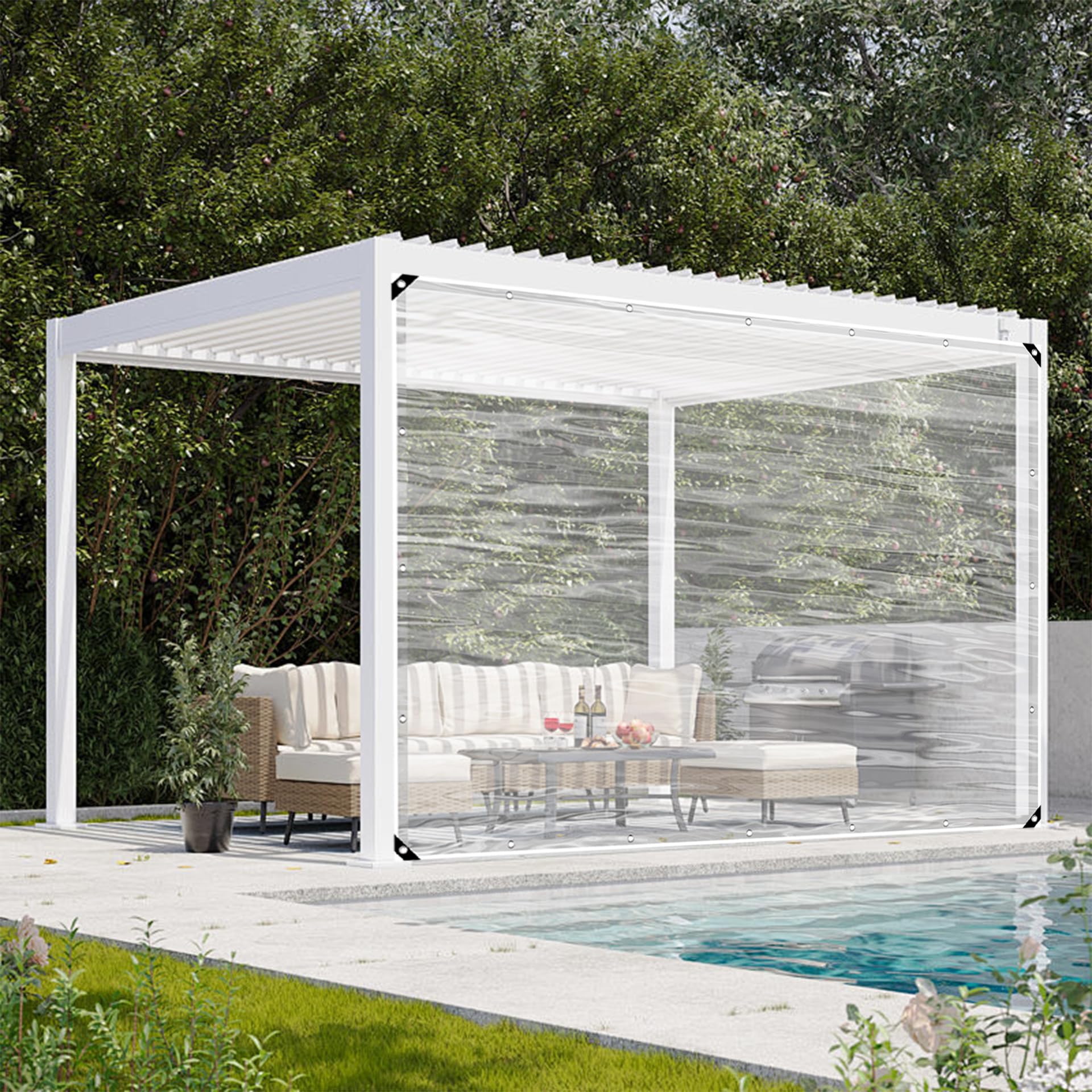 Lona transparente impermeable de 105x300 cm para protección contra la lluvia en jardín