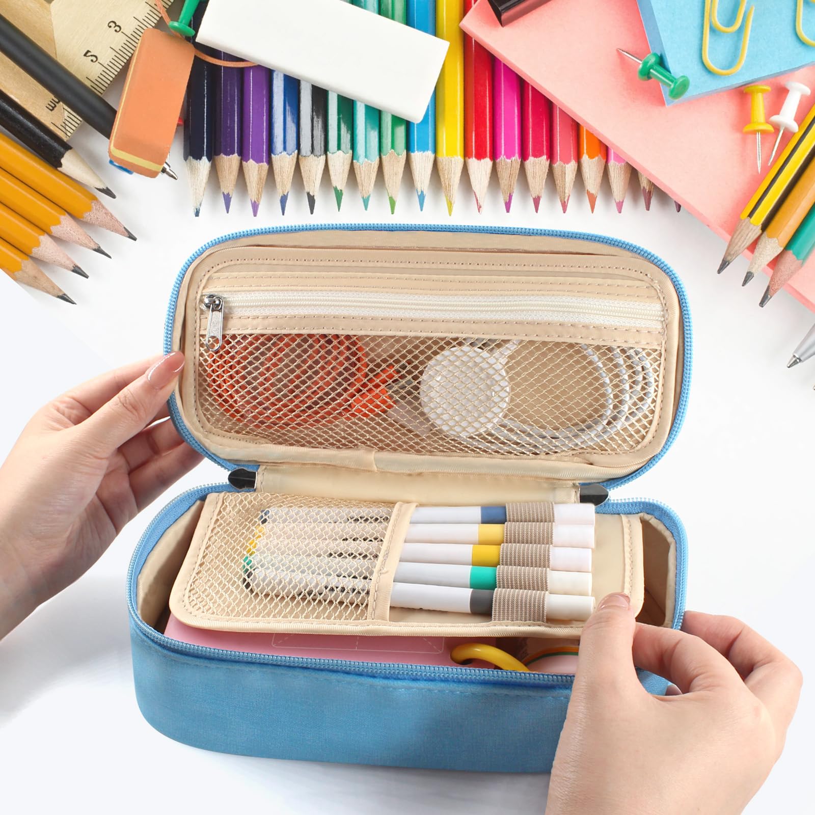 WANTIG Custom Pencil Case With Name,Large Capacity Storage Pen Pouch,Personalized Portable Pencil Bag With Zipper,Office School Pen Pouch Organizer School Supplies For Teen Students