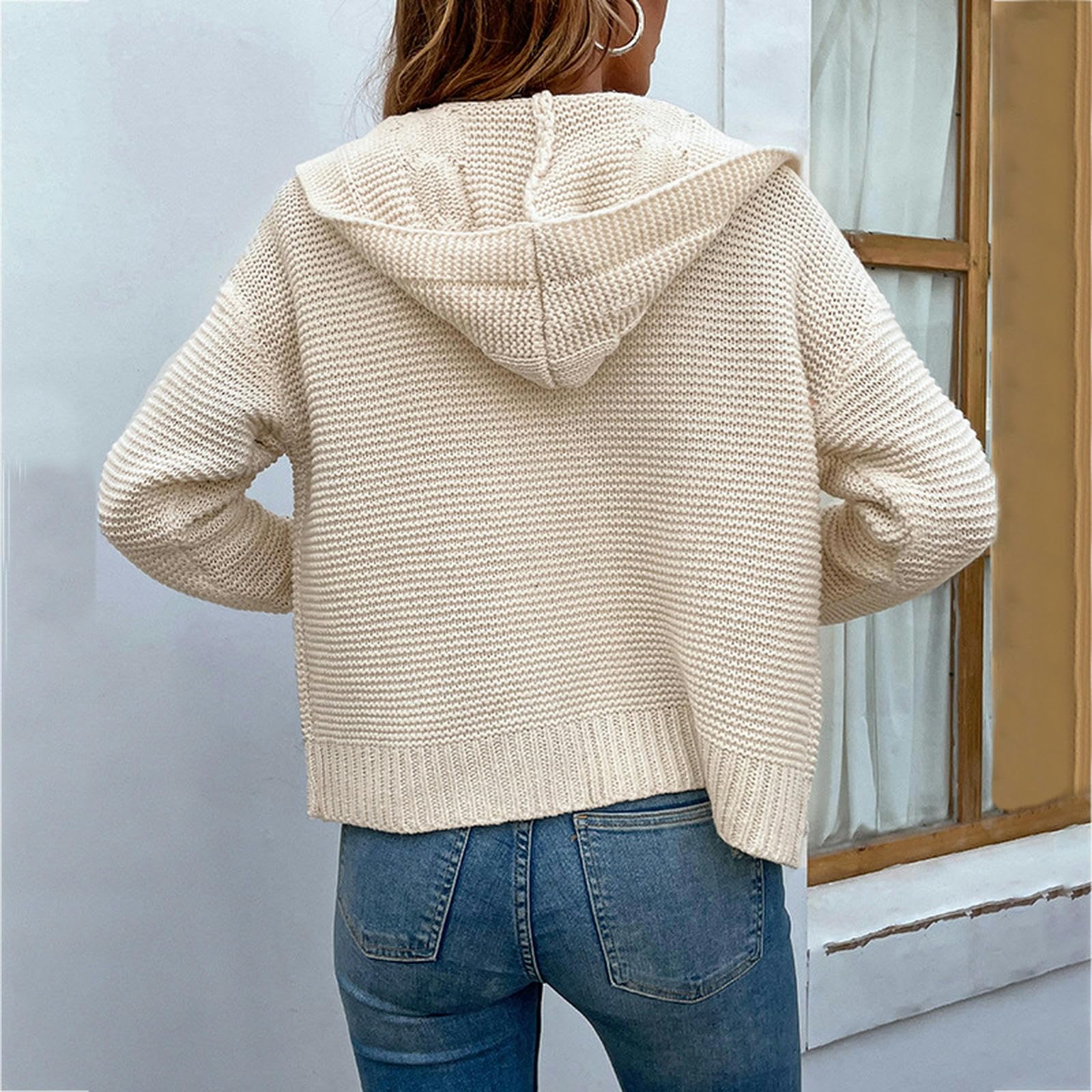 NOGRAX Rebeca Mujer Verano Suéteres con Capucha para Mujeres Coat Streetwear Cardigan De Punto