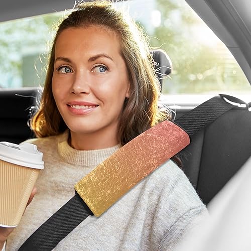 Miniatura 6 de Almohadillas de cinturón de seguridad de color amarillo y naranja degradado, funda acolchada suave para cinturón de seguridad, almohadilla para