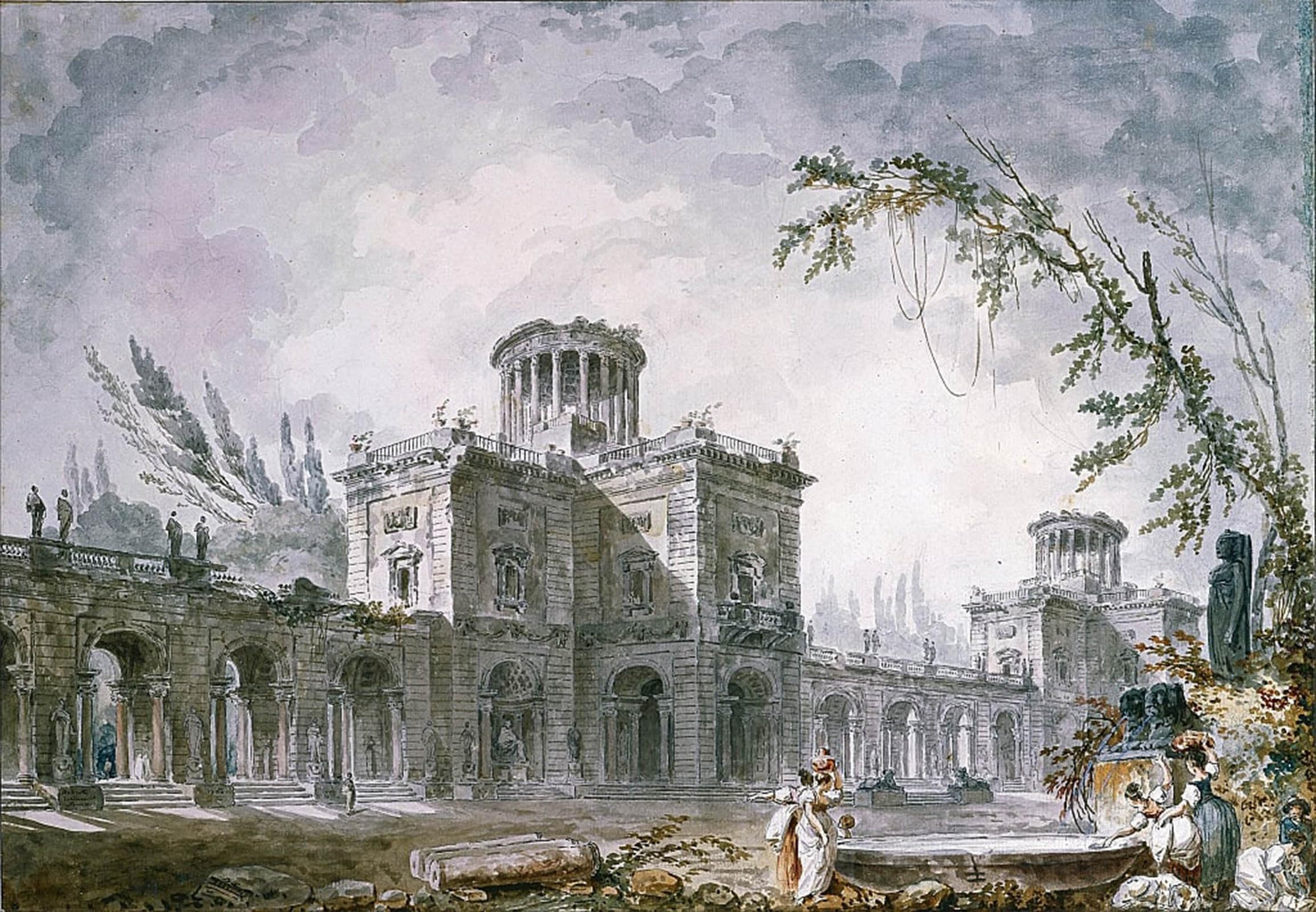 POSTERIIk Vintage Print Pop Art Landscape Artwork Architectural Fantasy by Hubert Robert Art Prints for Office Home Decor 60x90cm