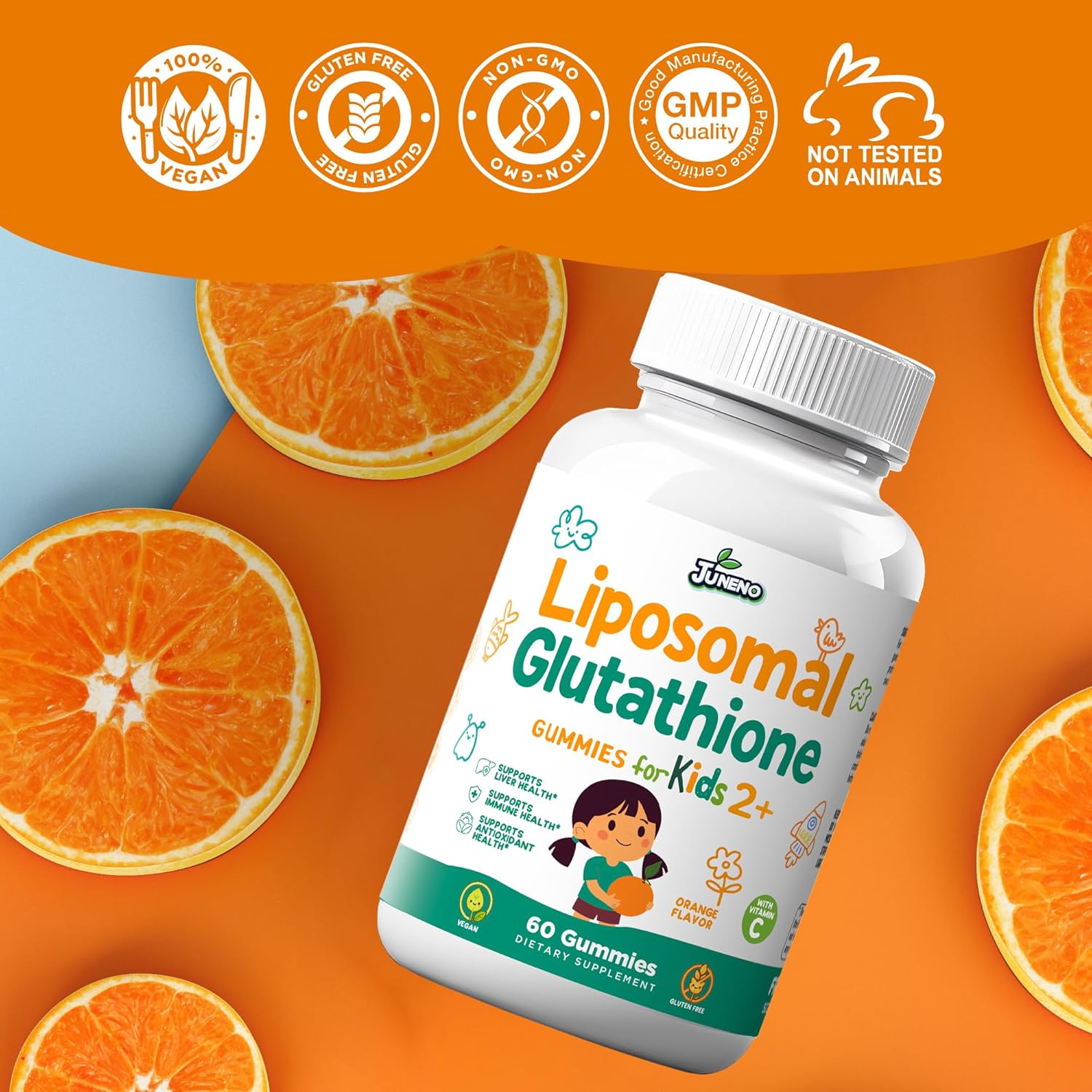 Liposomal Glutathione Gummies for Kids - Vitamin C Supplement for Healthy Immune Support Antioxidants & Detox - Sugar Free Vegan Non GMO