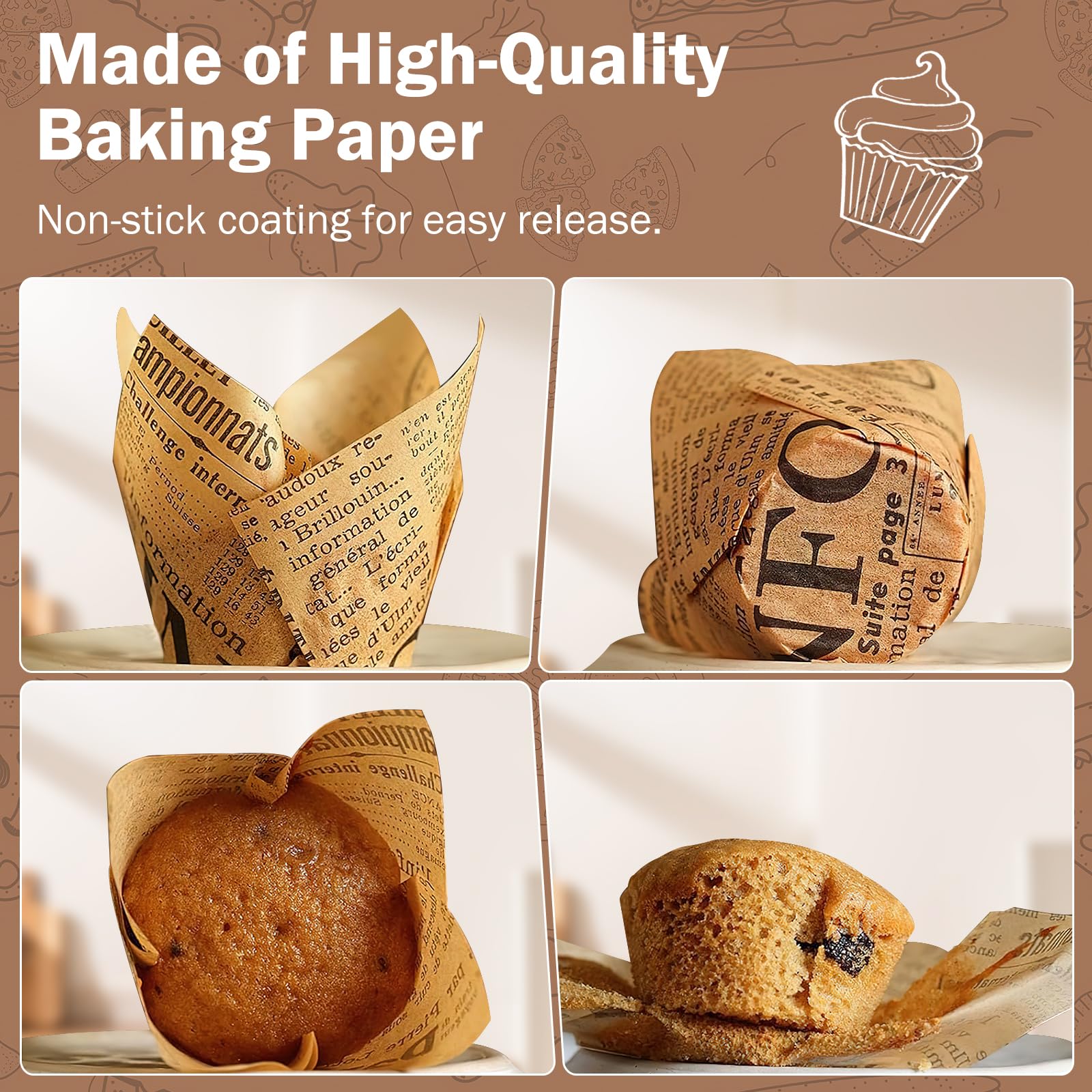 Tazze da Forno in Carta da 100 Pezzi Carta da Forno Cupcake Liner Case Wrapper Muffin Tazze da Decorazione, 8 Colori per La Scelta(verde