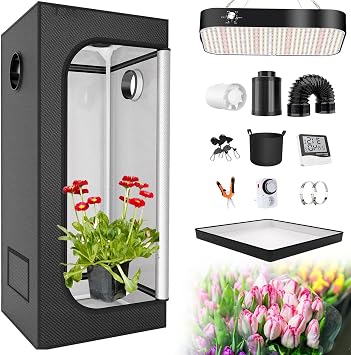 Grow Box, Fully Automated Complete Hydroponic Grow System, Indoor Smart Grow Tent, with 200W LED Grow Light Full Spectrum with Timer and Hygrometer, for Plants Vegetables,120x120x200cm
