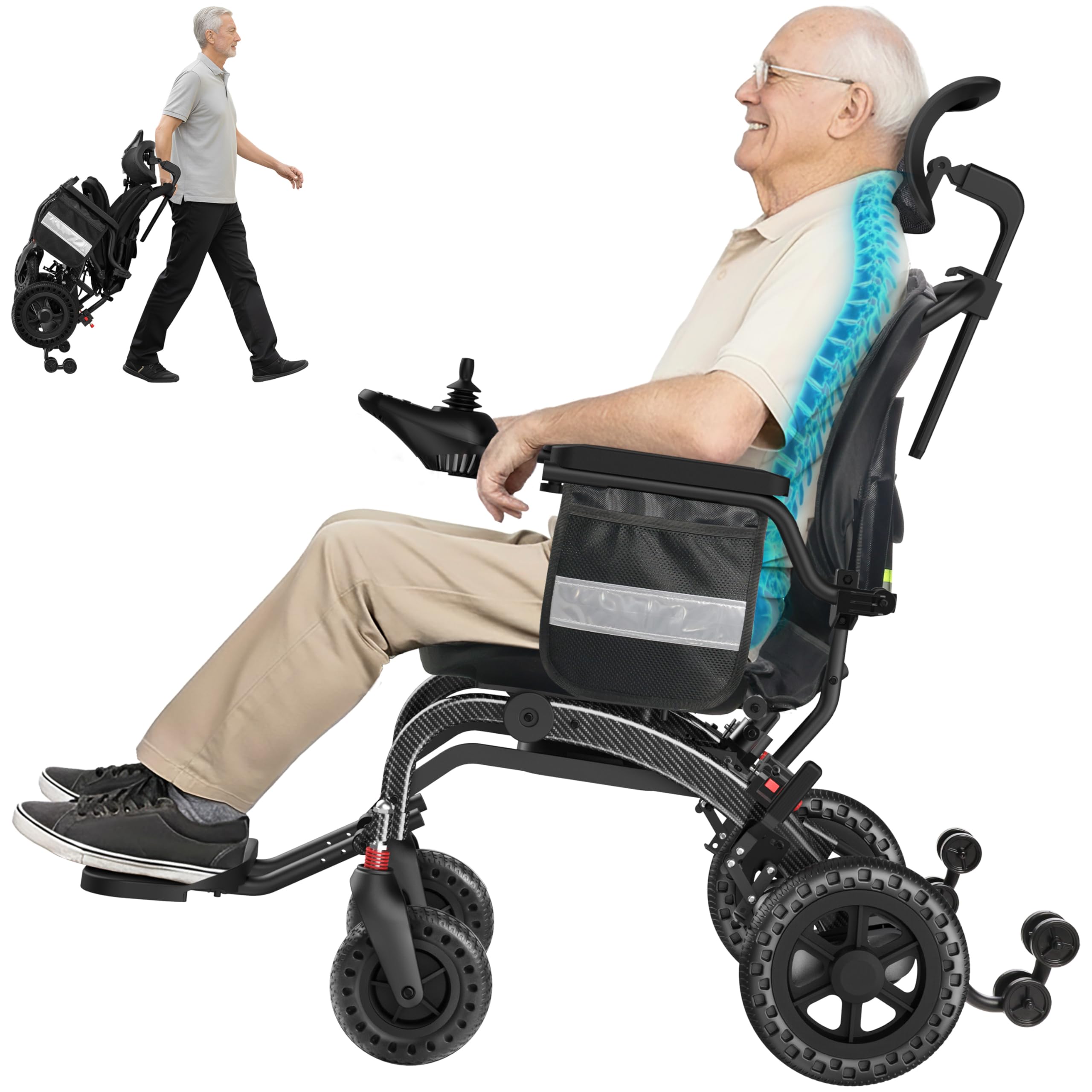 Ergonomic Foldable Electric Wheelchair, 35lb Ultra Light