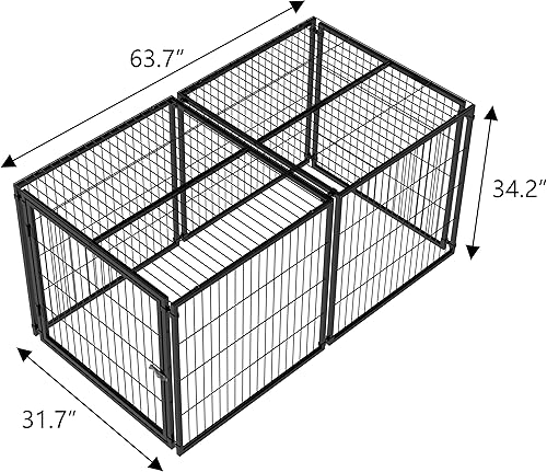 Miniatura 3 de Rophefx Jaula grande para perros, jaulas de metal de 63.7 pulgadas, perreras para perros grandes y medianos, jaula extra grande para interiores,