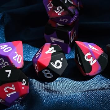 7-Piece Jumbo Silicone DND Dice Set, 25mm Oversized D&D Dice