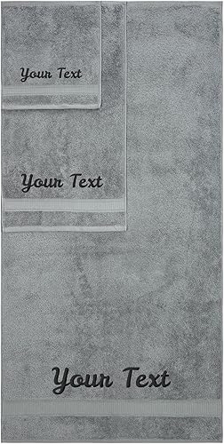 Toallas personalizadas, calidad de hotel y spa, súper suaves, altamente absorbentes, juegos de baño, 100% algodón, toallas monogramadas, juego de