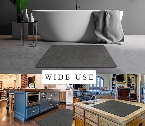 Miniatura 7 de Tapete de baño de secado rápido, tapete de baño de diatomita, súper absorbente, antideslizante, lavable, parte inferior de goma duradera, para baño,