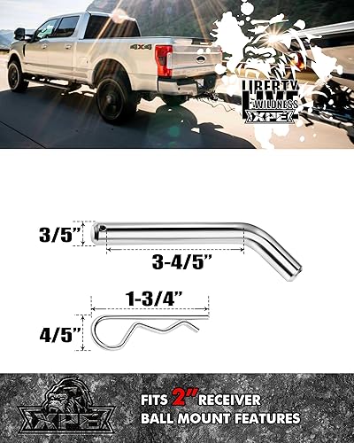 Miniatura 7 de Soporte de enganche de remolque con bola y pasador de 2 pulgadas, solo se adapta al receptor de 2 pulgadas, 7,500 libras, enganche de remolque de