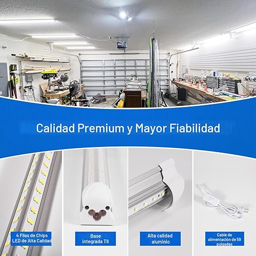 Miniatura 6 de Luces LED para tienda, luz LED de 4 pies, 50 W, 6500 K, 7000 lúmenes, luz diurna, luz de garaje, cubierta transparente enlazable, forma de V