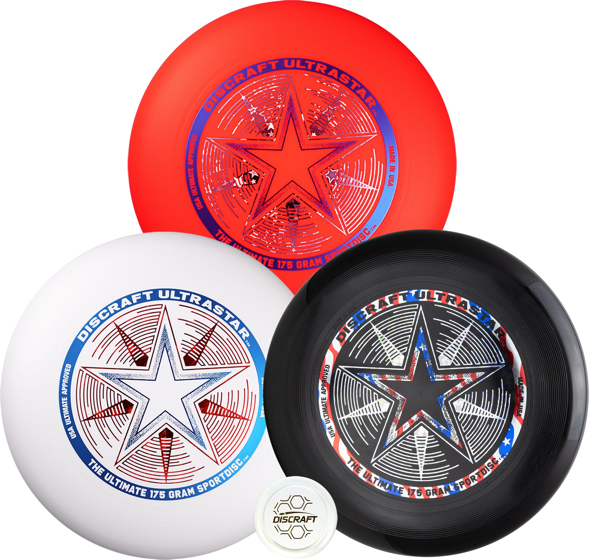 Discraft Patriotic Ultrastar 3-Pack | Premium Ultimate Disc Set - Red, White, and Black