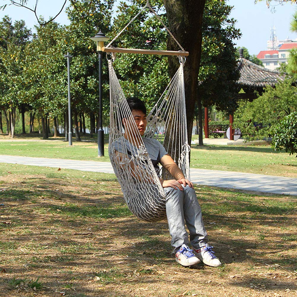 Goshyda Chaise Suspendue d'extérieur, Siège de Camping, Hamac en Corde de Coton pour Adulte, Balançoire Pliable et Durable pour Jardin Intérieur
