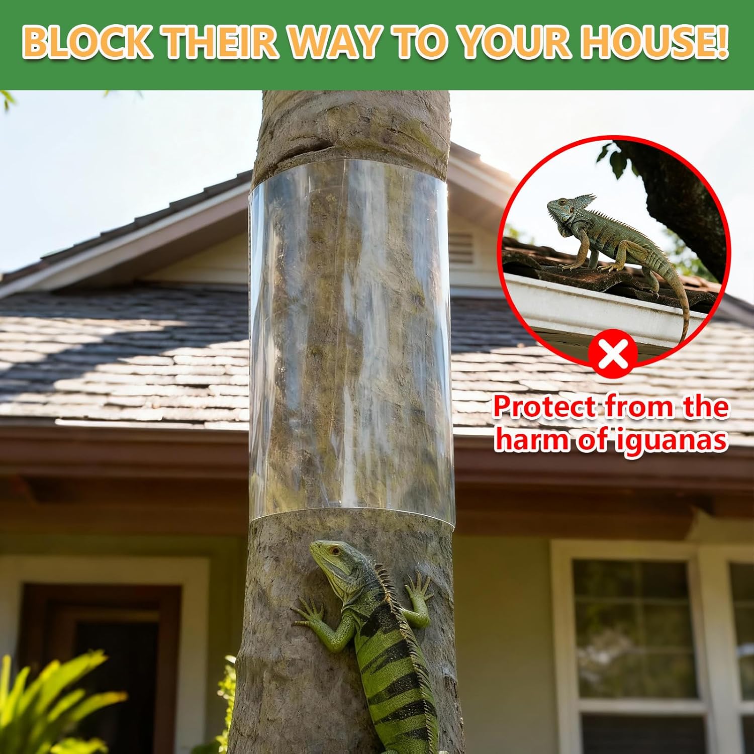 Iguana Tree Wrap Tree Trunk Protector Guard for Iguana Prevention Climbing Trees with Tape Reusable Tree-Safe Guard (80" x 16")