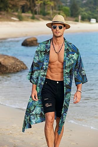 Miniatura 2 de COOFANDY Chaqueta tipo kimono ligera para hombre, estilo japonés, estilo japonés, casual, parte delantera abierta, cárdigan largo, abrigo