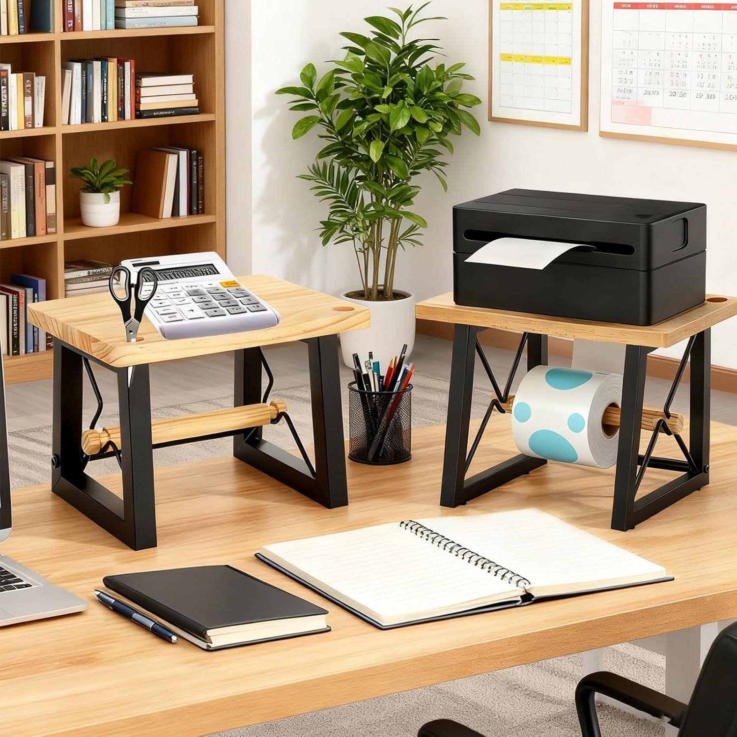 STARVAST Label Holder for Rolls and Fan-Fold Labels, Wooden Thermal Label Holder for Desktop Label Printer, Sticker Roll Holder Thermal Printer Accessory for Home, Office, Brown - Image 7