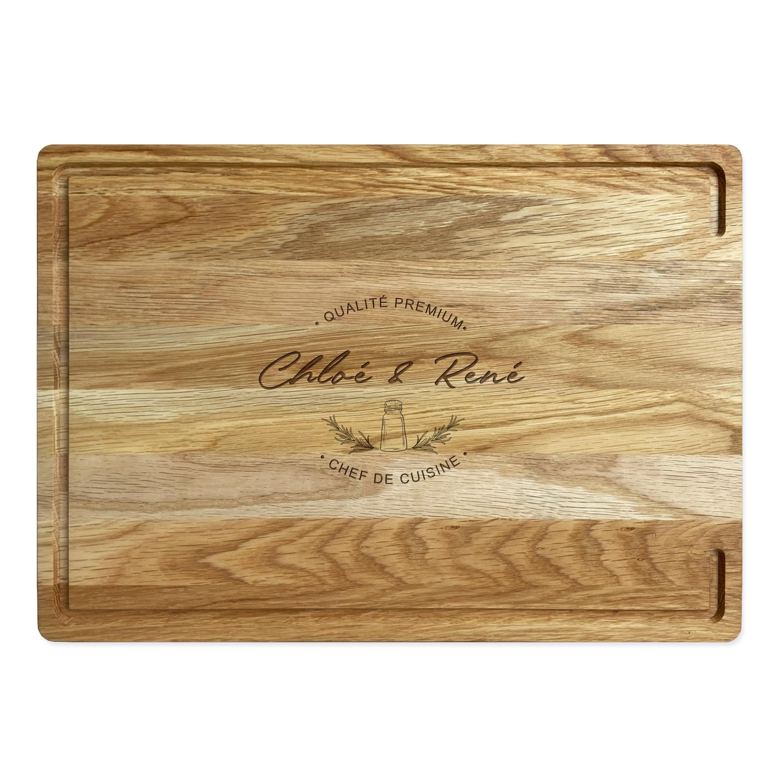 LOOXIS planche à découper personnalisée avec nom - chêne, planche à steak, planche à servir, planche à charcuterie (idée cadeau pour emménagement, anniversaire, fête des pères) - Motif 6