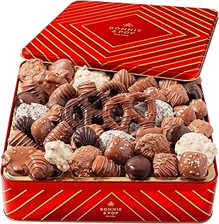 Holiday Chocolate Gift Basket with 2 lbs+ Chocolates, Pretzels, Peppermint Patties, Caramels - From Bonnie and Pop